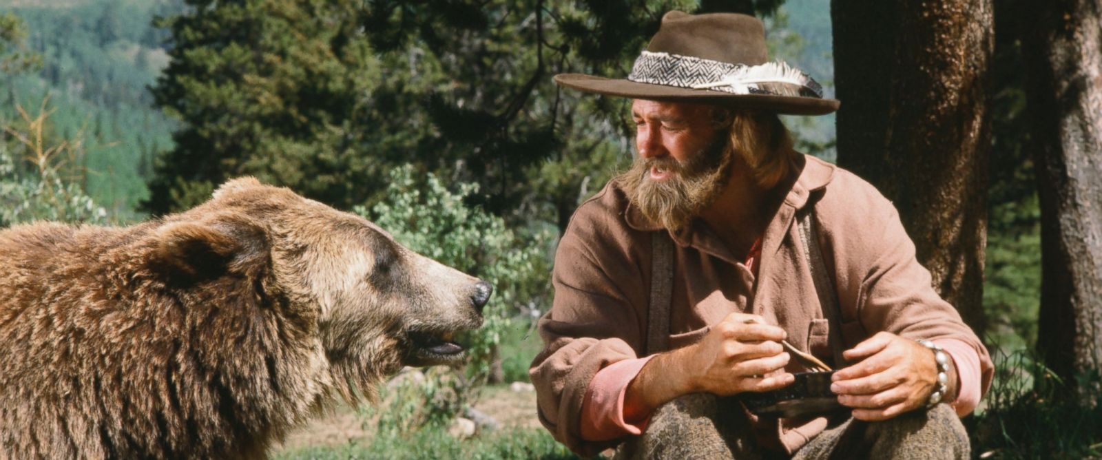 PHOTO: Pictured in this undated photo is Bozo the Bear as Ben and Dan Haggerty as James Grizzly Adams in the TV show "The Life and Times of Grizzly Adams" in the episode, "A Bears Life." 