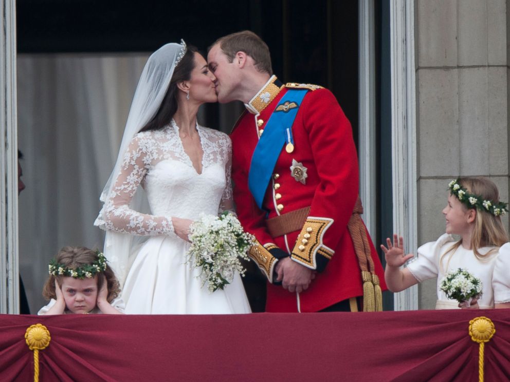 PHOTO: Kate Middleton, the Duchess of Cambridge and Prince William at Buckingham Palace following their wedding at Westminster Abbey on April 29, 2011, in London.