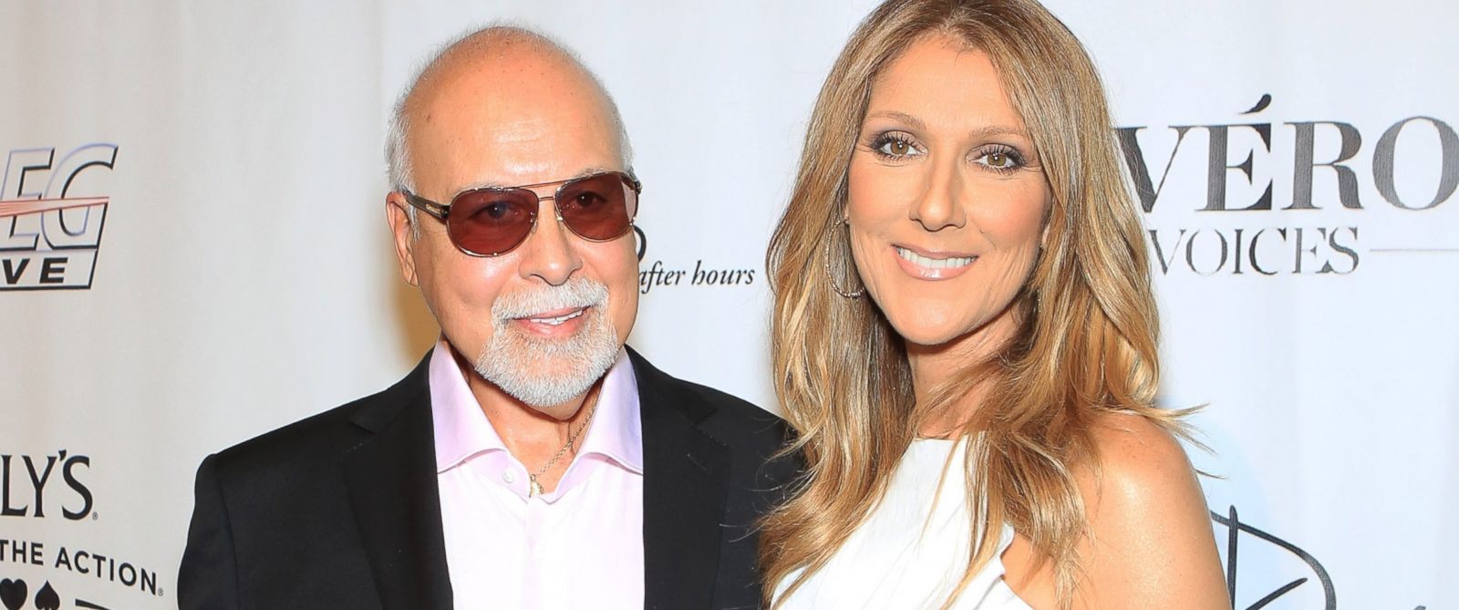 PHOTO: Rene Angelil, left, and Celine Dion arrive at the premiere of the show "Veronic Voices" at Ballys Las Vegas, June 28, 2013 in Las Vegas. 