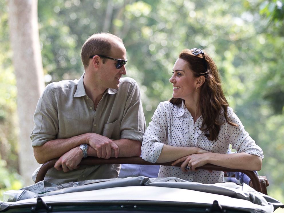 PHOTO:Catherine, Duchess of Cambridge and Prince William, Duke of Cambridge ride a car during a Game drive at Kaziranga National Park at Kaziranga National Park, April 13, 2016, in Guwahati, India.