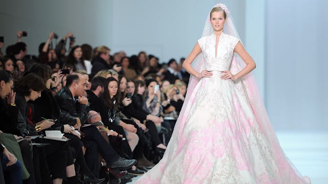 PHOTO A model walks the runway during the Elie Saab Spring Summer 2012 