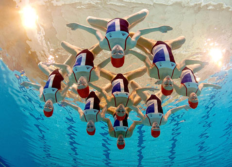gty synchronized swimmers ss thg 120508 wblog Today in Pictures: Slave Labor Protests, WWII Re enactment, Buddhas Birthday and Beyonce