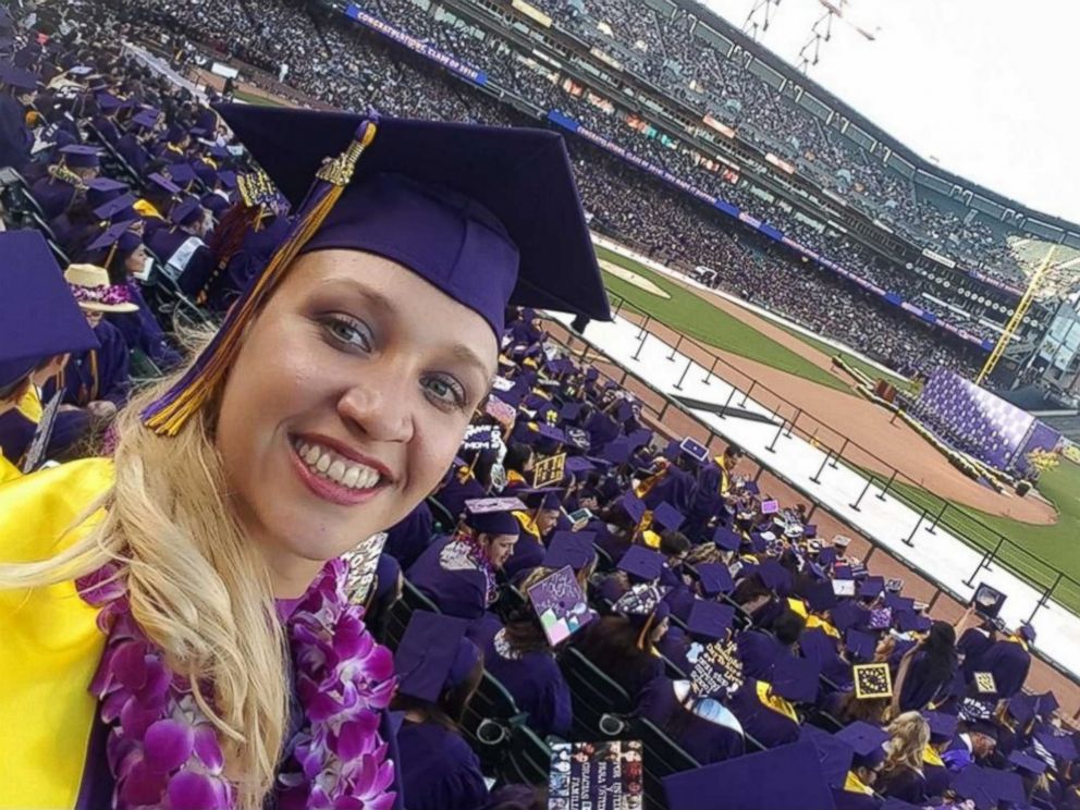 PHOTO: Jillian Sobol, 31, graduated from San Francisco State University on May 27, 2016, over 30 years after she was abandoned there. style=