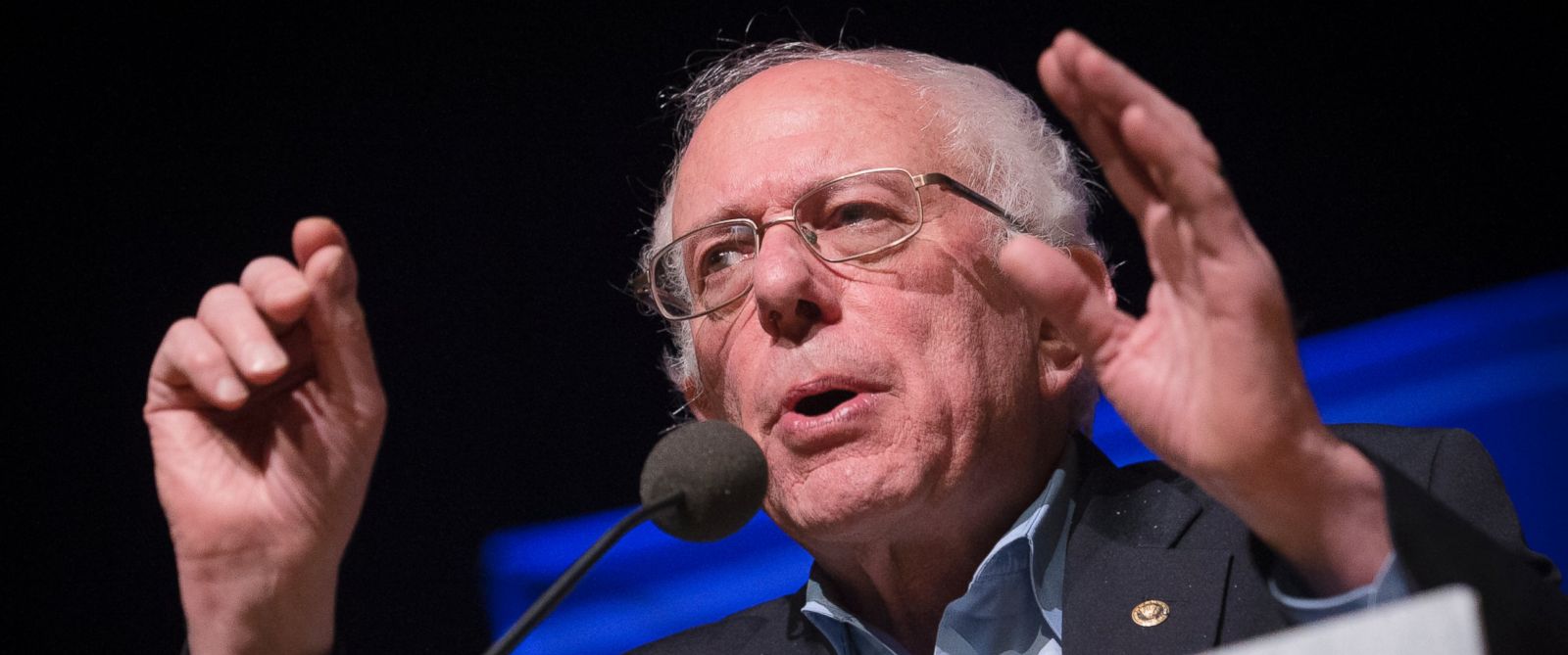 PHOTO: Democratic presidential candidate Sen. Bernie Sanders, speaks during a campaign stop at the Pinkerton Academy Stockbridge Theatre, Feb. 8, 2016, in Derry, N.H.