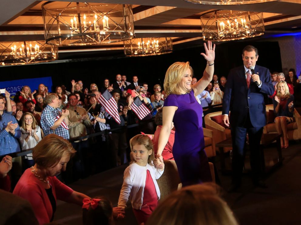 PHOTO: Ted Cruz speaks to guests at a town hall event called Women for Cruz Coalition Rollout with wife Heidi, mother Eleanor Cruz, and former Republican candidate Carly Fiorina, March 30, 2016, in Madison, Wisconsin. 