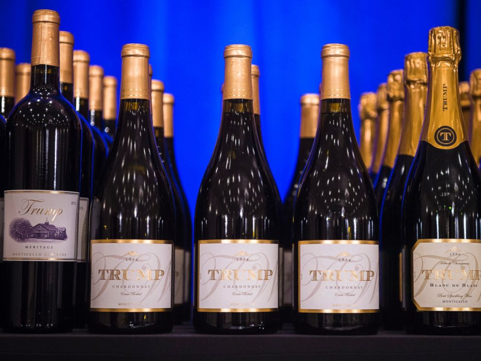 PHOTO:A display of Trump branded wine is seen before Donald Trump is speaks at a campaign press conference event at the Trump National Golf Club in Jupiter, Fla., March 08, 2016. 
