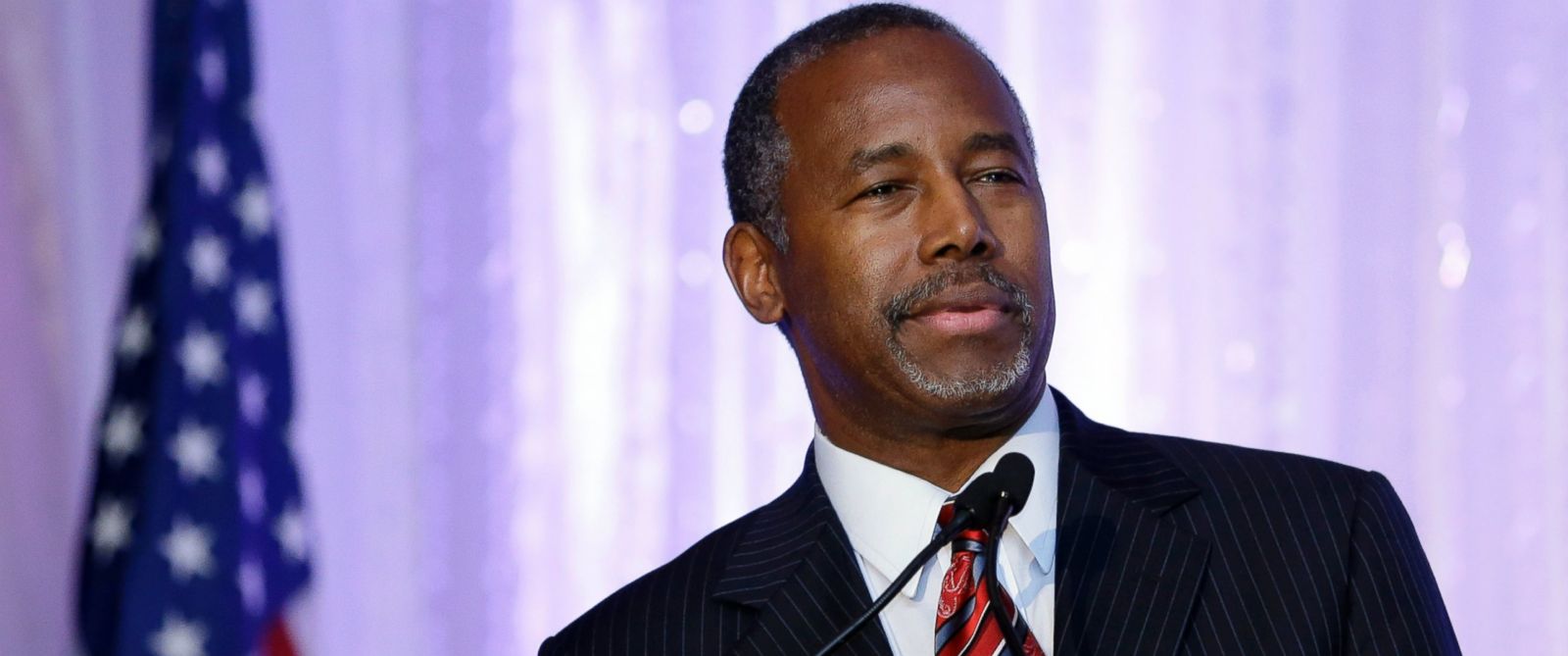 PHOTO: Republican presidential candidate Ben Carson speaks during the Black Republican Caucus of South Florida event benefiting the groups scholarship fund on Nov. 6, 2015, in Palm Beach Gardens, Fla.