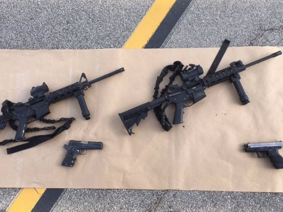 PHOTO: The San Bernardino County Sheriffs Office released photos of weapons and ammunition carried by the suspects accused in an officer-involved shooting on Dec. 2, 2015.