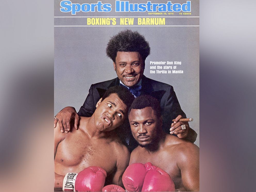 PHOTO: Promoter Don King with heavyweights Muhammad Ali and Joe Frazier on the September 15, 1975 cover of Sports Illustrated.