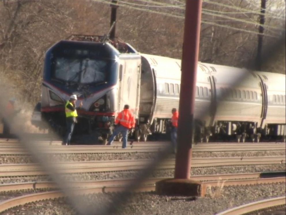 PHOTO: An Amtrak train derailed in Chester, Pa., April 3, 2016.