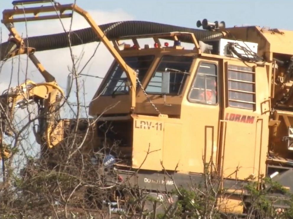 PHOTO: An Amtrak train derailed in Chester, Pa., April 3, 2016 when it struck a backhoe that was on the tracks.