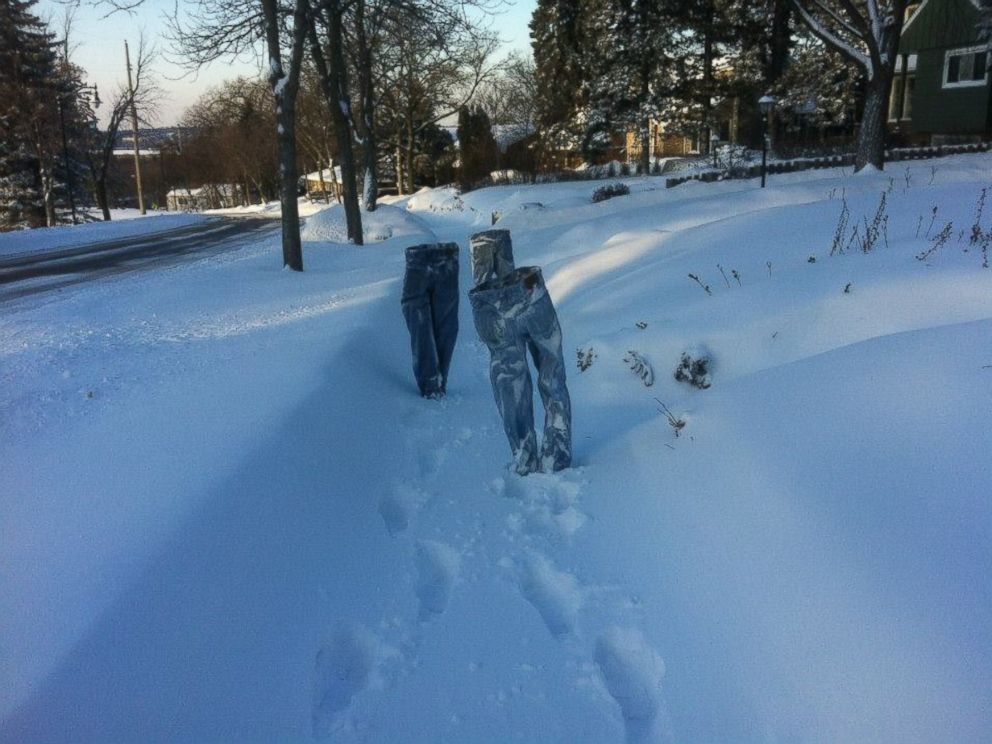 PHOTO: Minneapolis resident Tom Grotting brings laughs to his neighbors with his tradition of freezing pants.