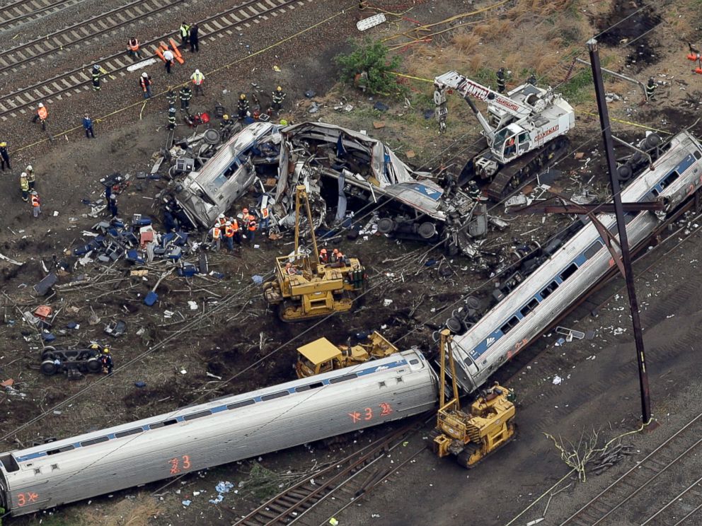 PHOTO:Emergency personnel work at the scene of a deadly train derailment, May 13, 2015, in Philadelphia.